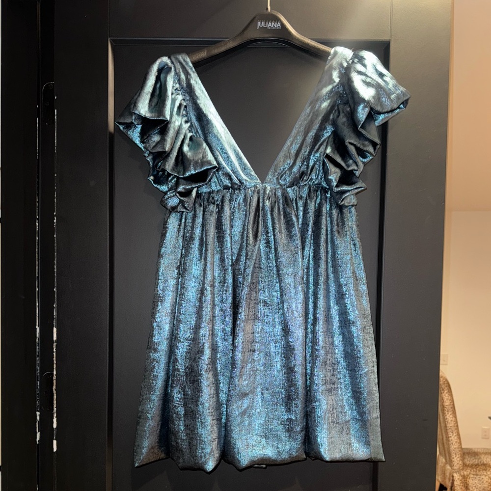 Storia Blue Ruffled Mini Dress